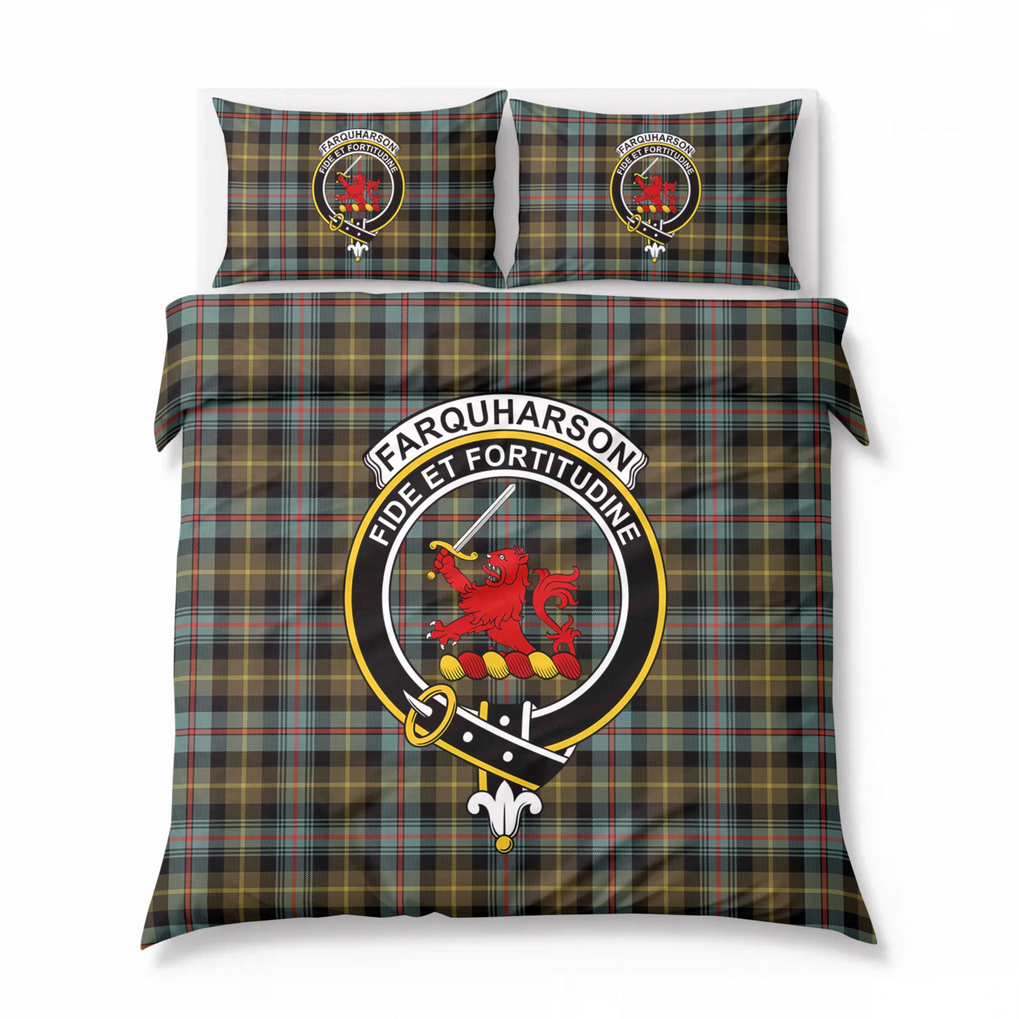 Farquharson Weathered Tartan Crest Bedding Set