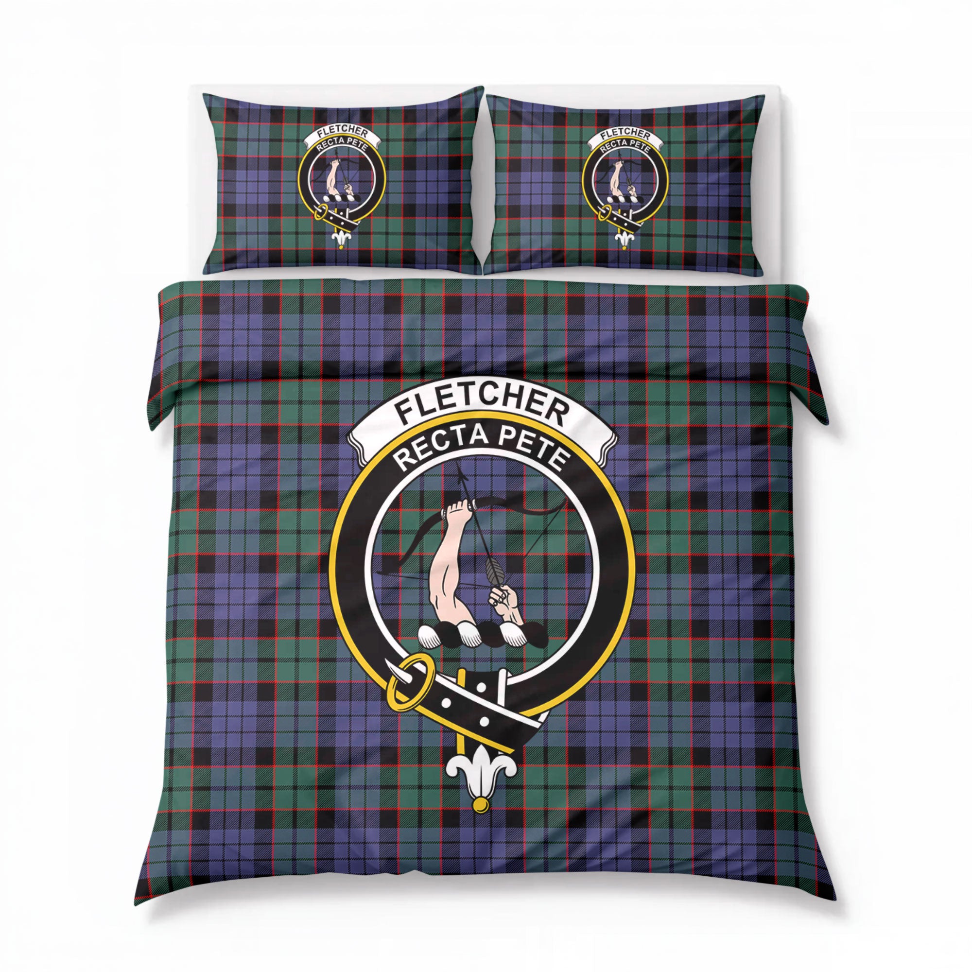 Fletcher Modern Tartan Crest Bedding Set
