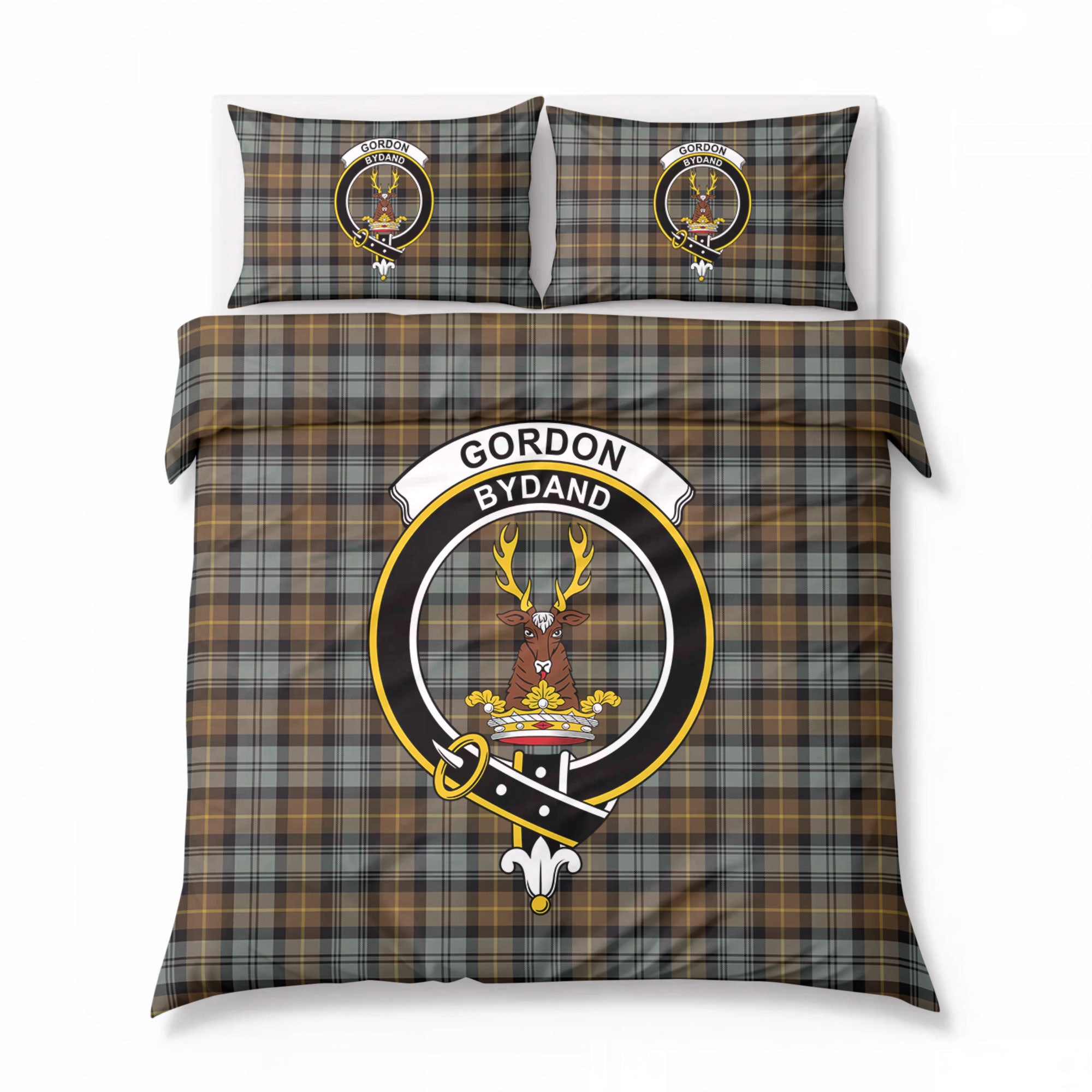 Gordon Weathered Tartan Crest Bedding Set