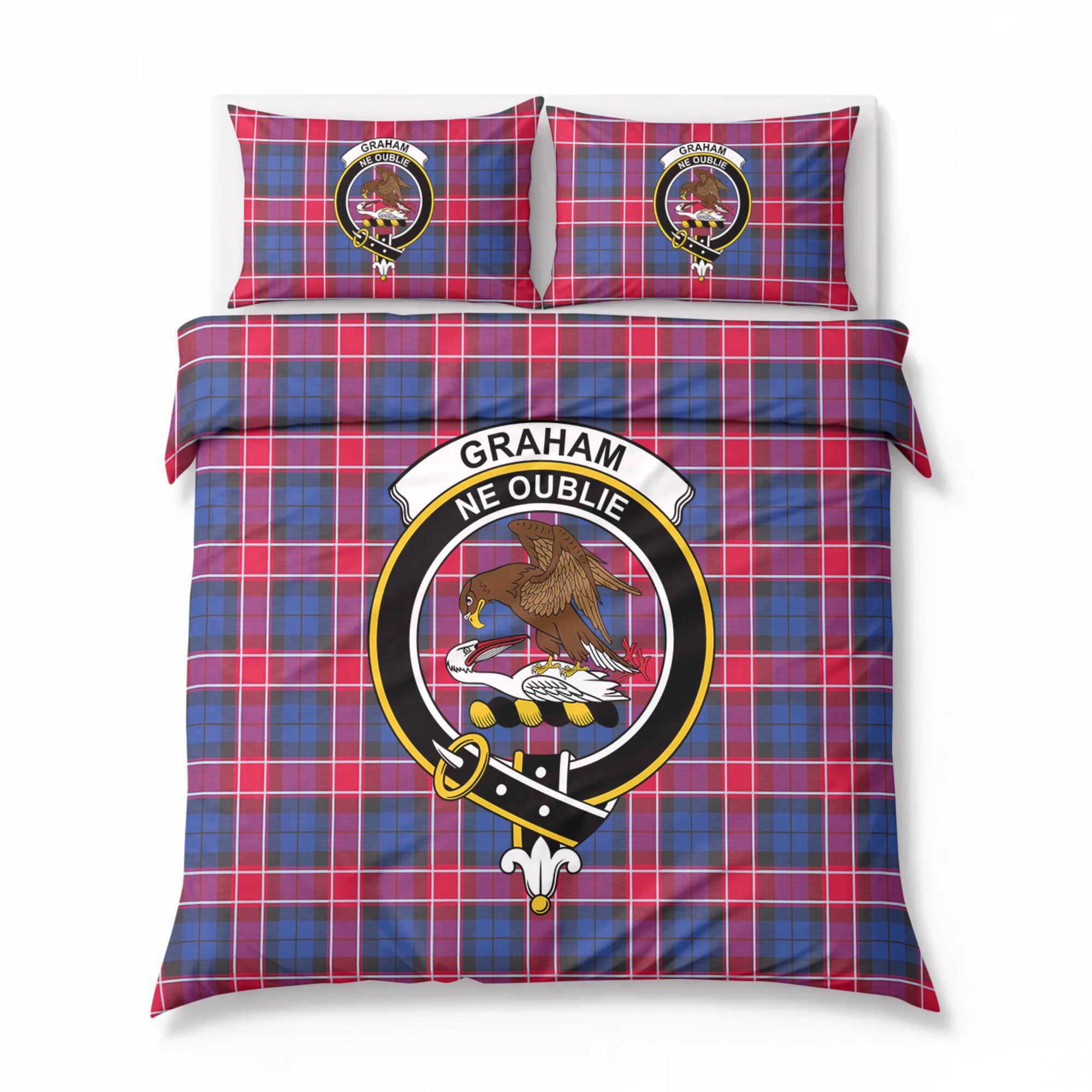 Graham of Menteith Red Tartan Crest Bedding Set