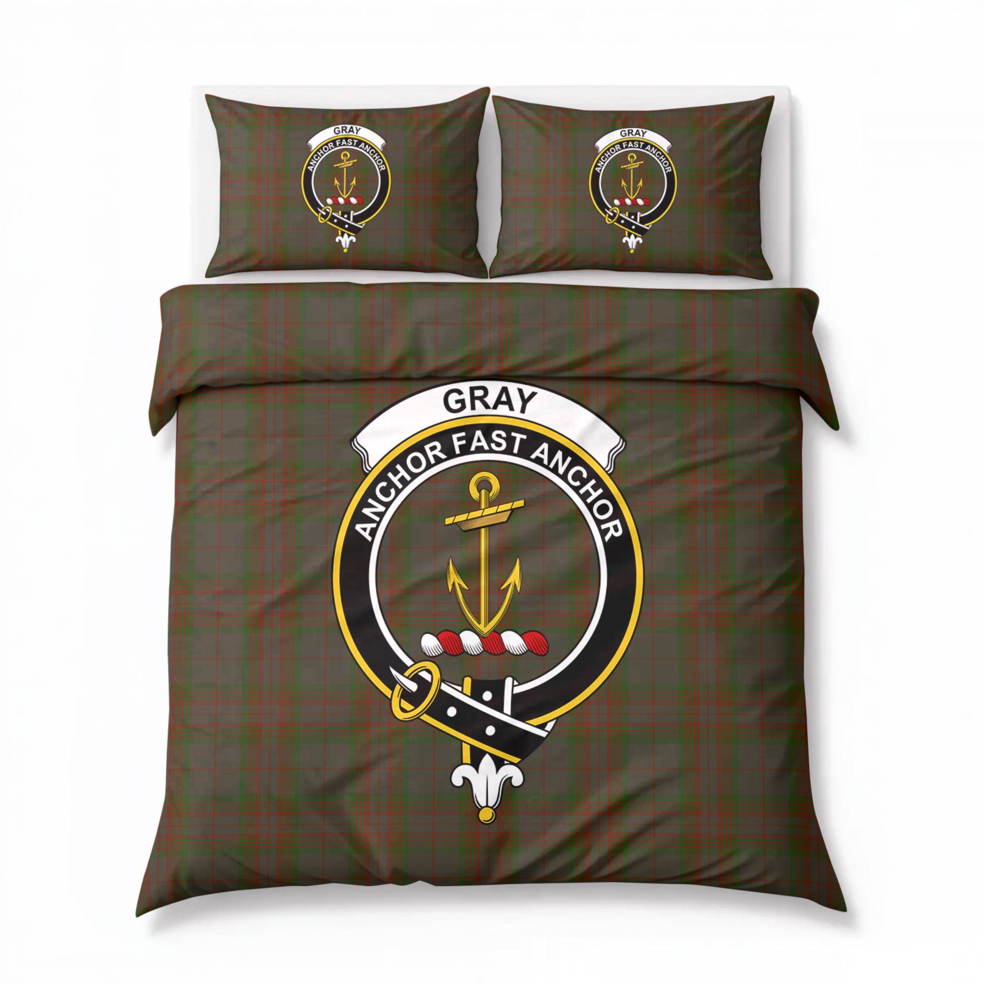 Gray Tartan Crest Bedding Set