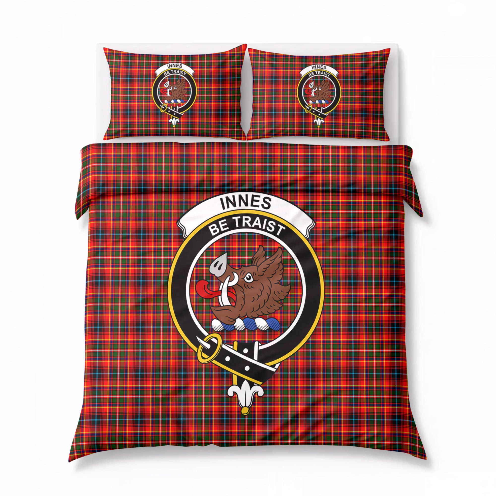 Innes Modern Tartan Crest Bedding Set