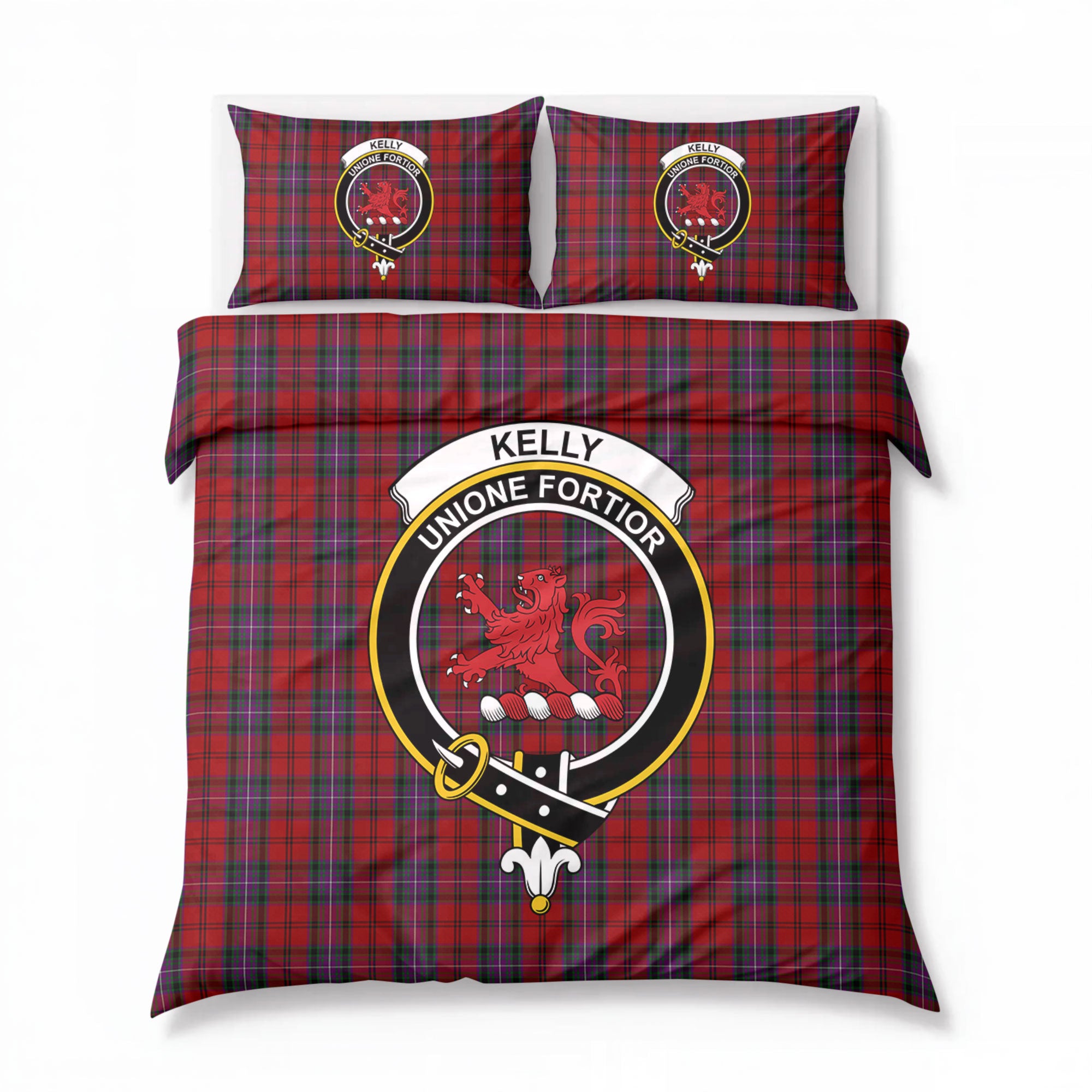 Kelly of Sleat Red Tartan Crest Bedding Set