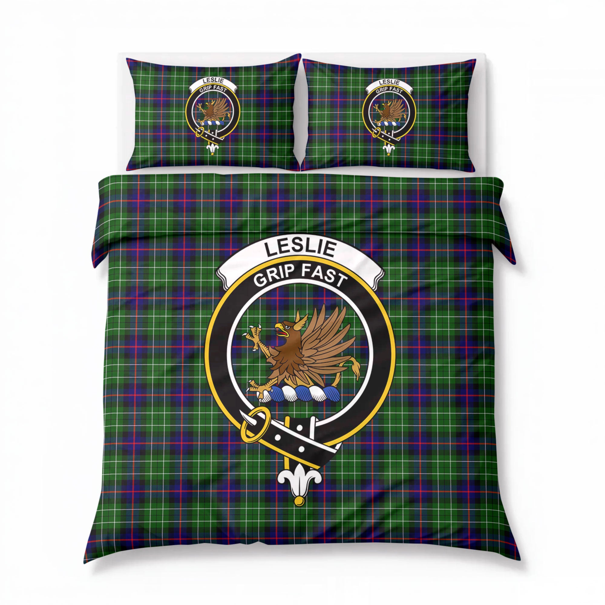 Leslie Hunting Tartan Crest Bedding Set