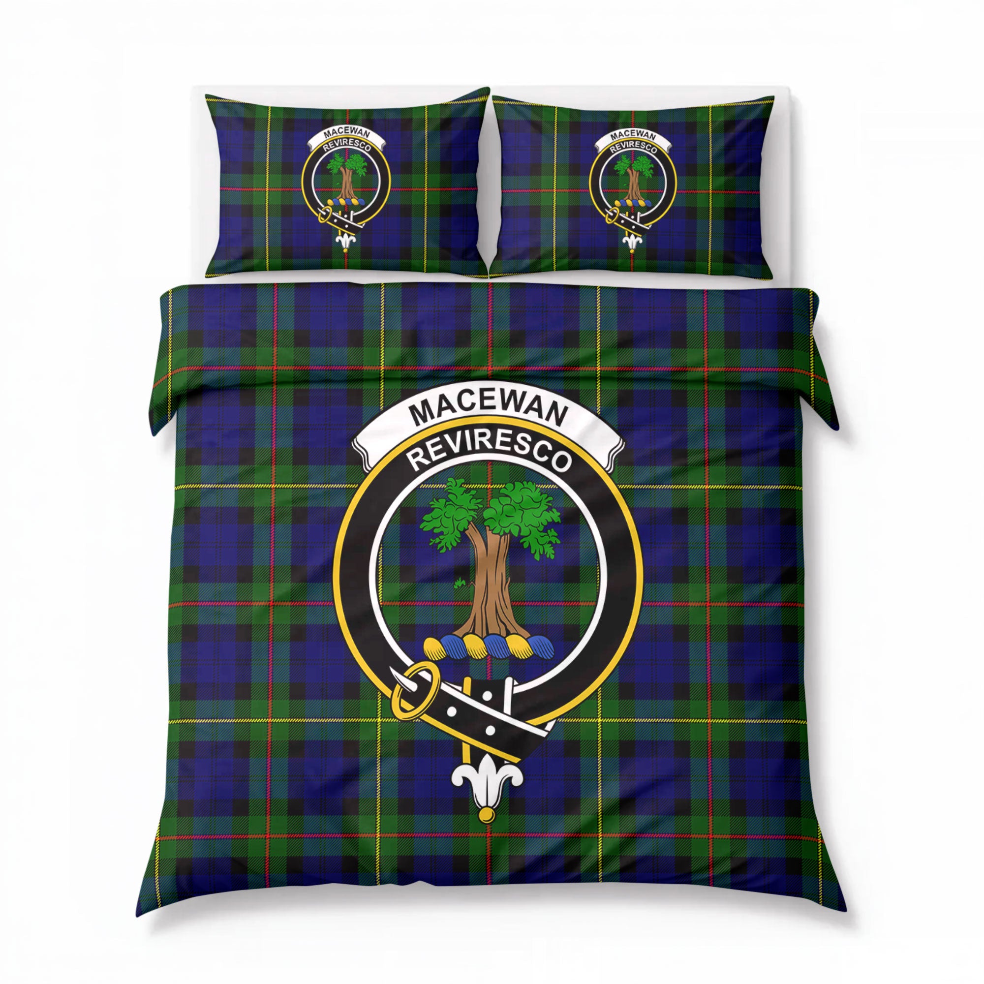 MacEwan Modern Tartan Crest Bedding Set