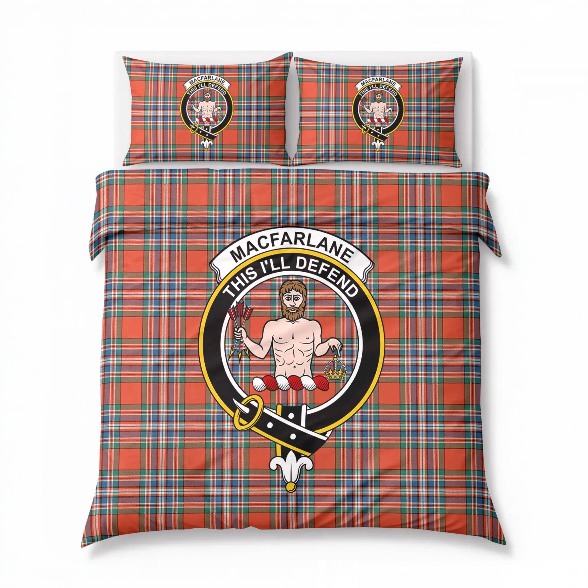 MacFarlane Ancient Tartan Crest Bedding Set