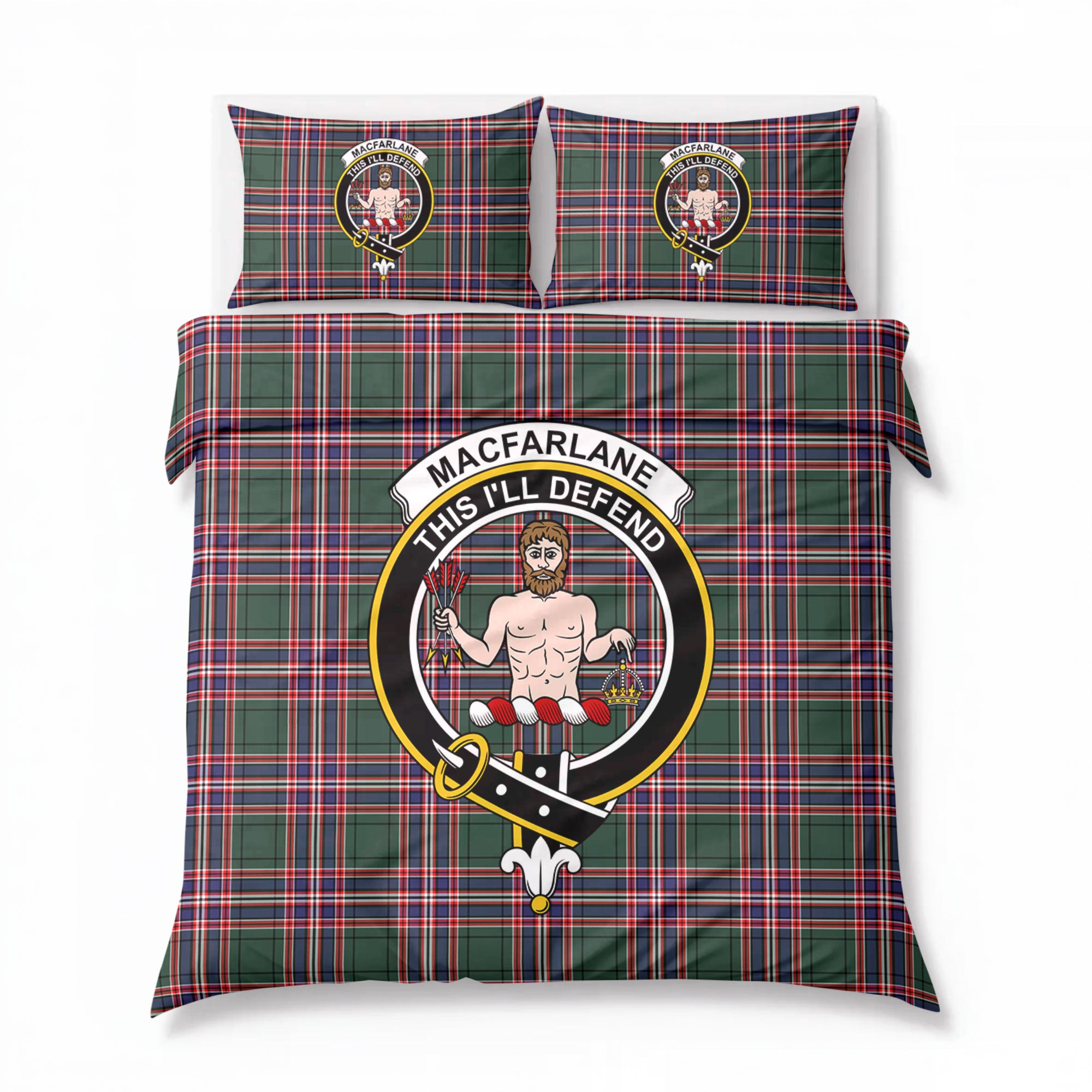 MacFarlane Hunting Modern Tartan Crest Bedding Set