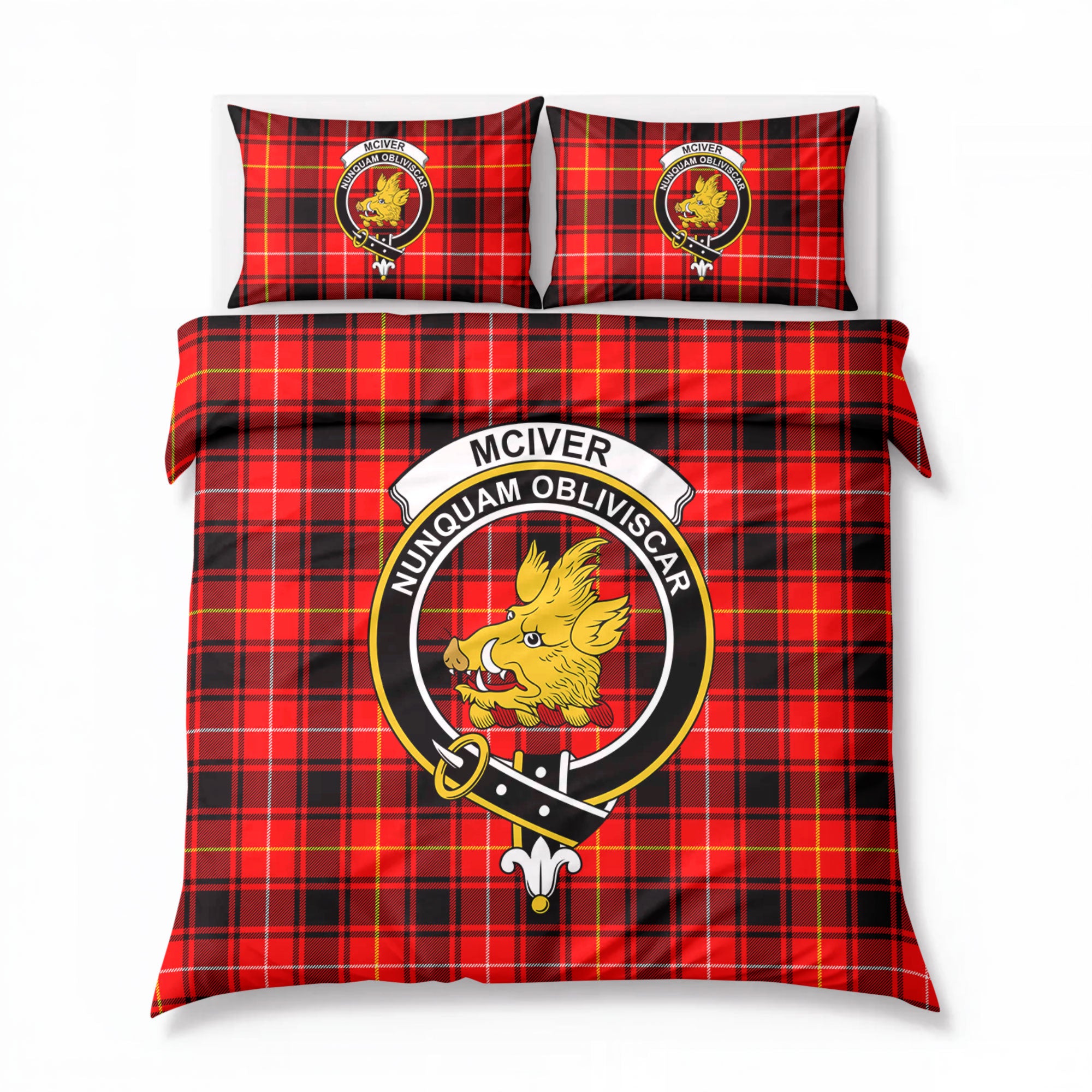 McIver Modern Tartan Crest Bedding Set