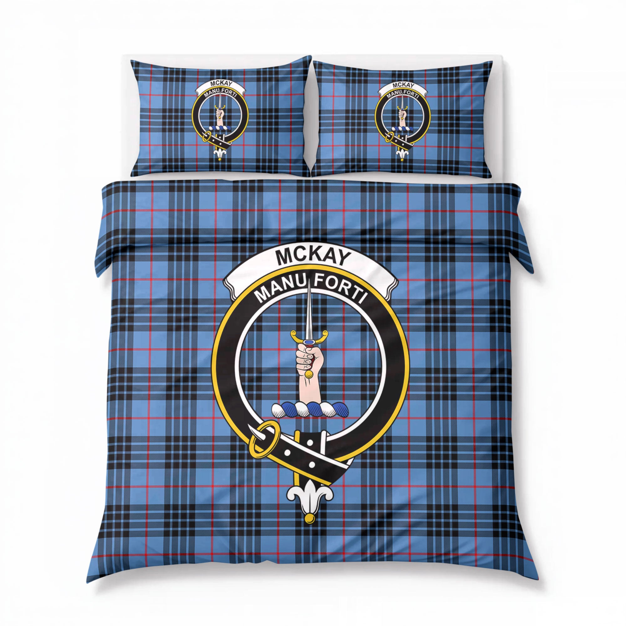 McKay Blue Tartan Crest Bedding Set