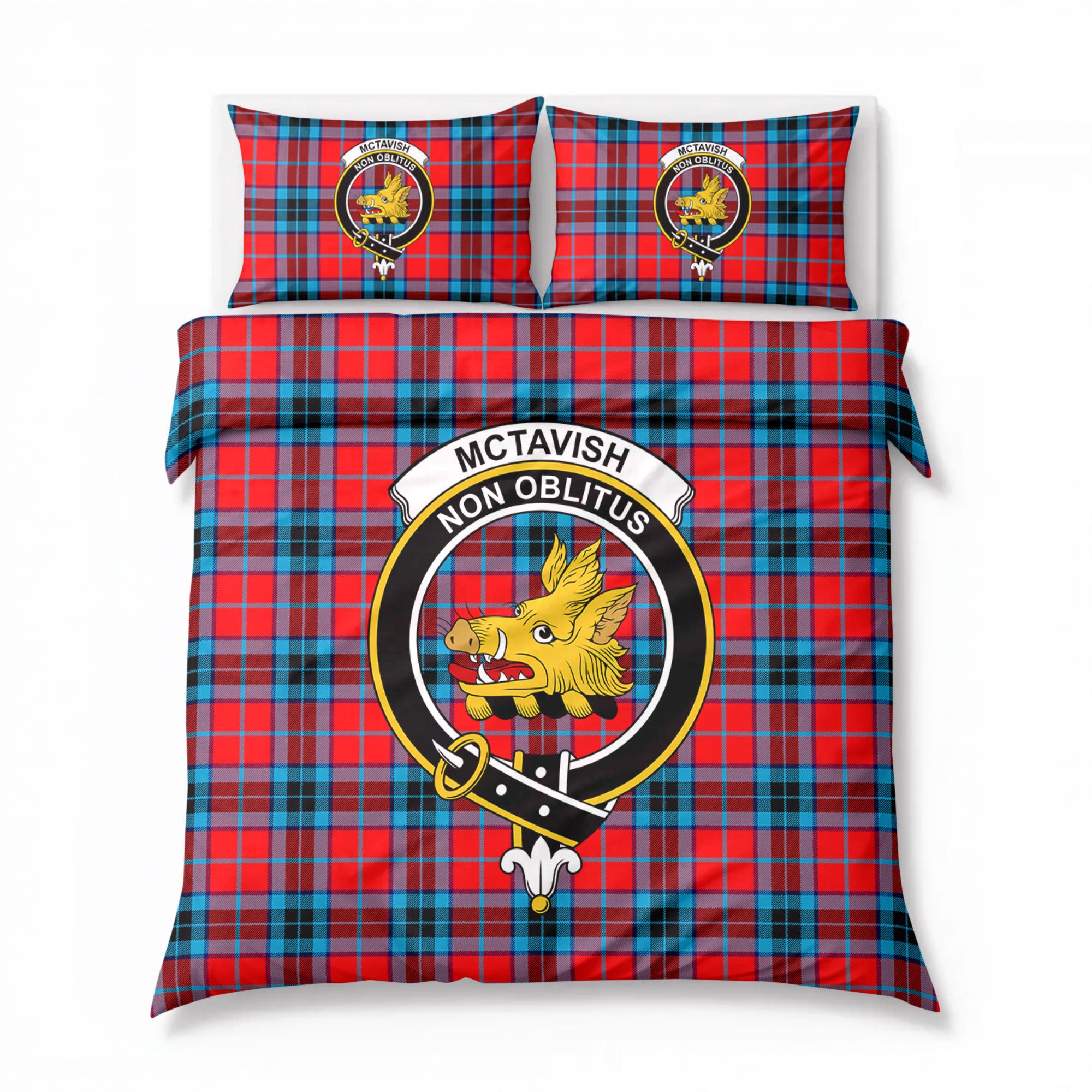 McTavish Modern Tartan Crest Bedding Set