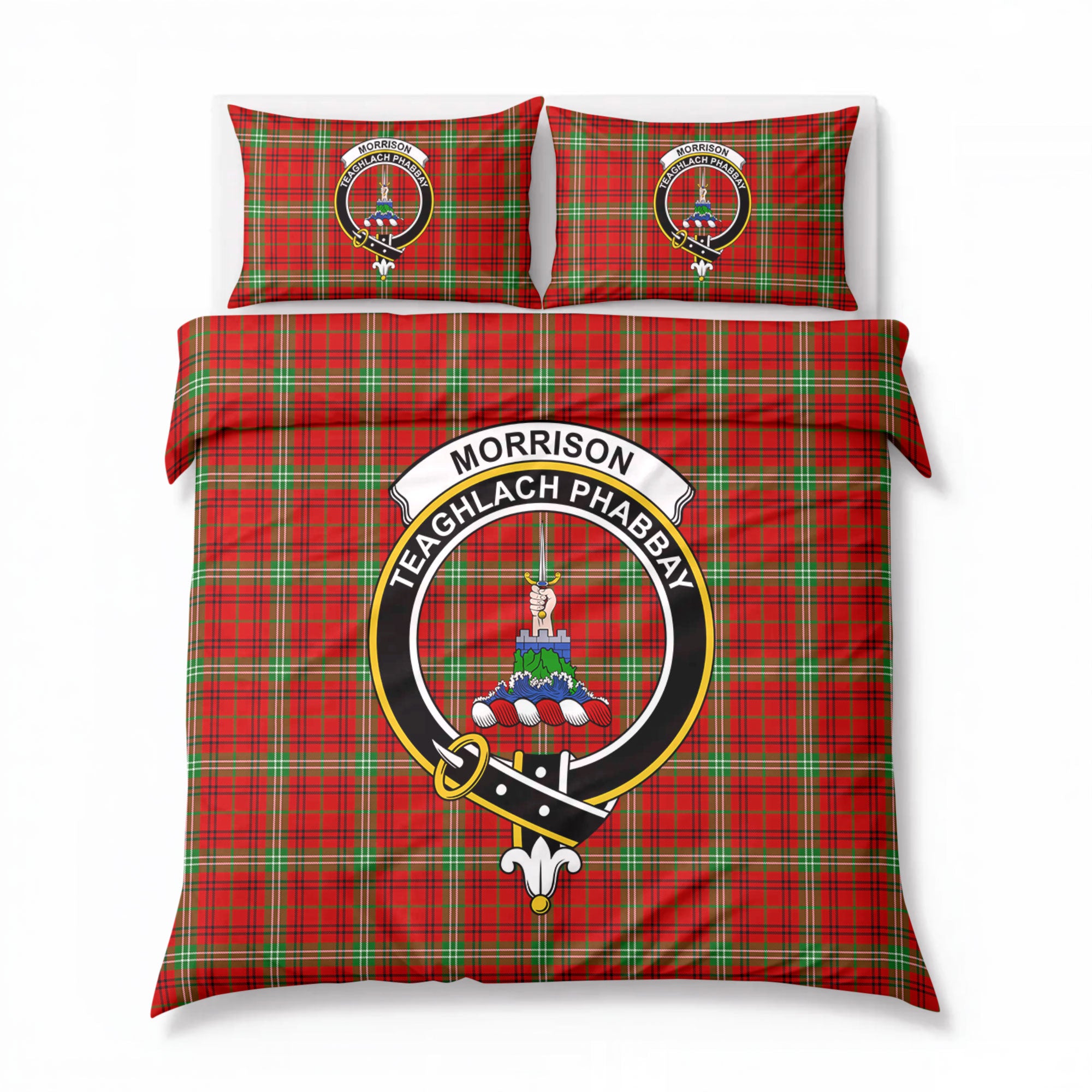 Morrison Red Modern Tartan Crest Bedding Set