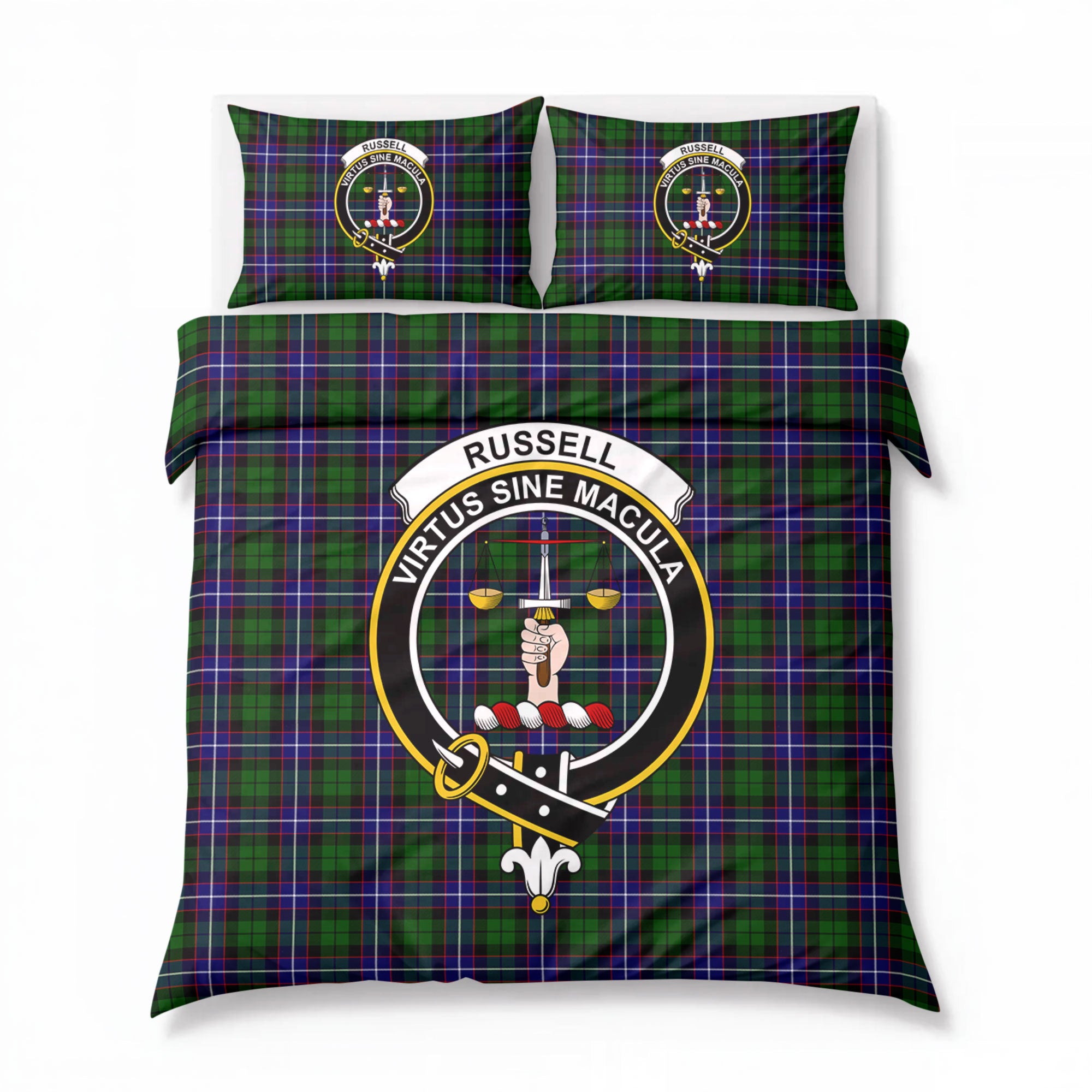 Russell Modern Tartan Crest Bedding Set