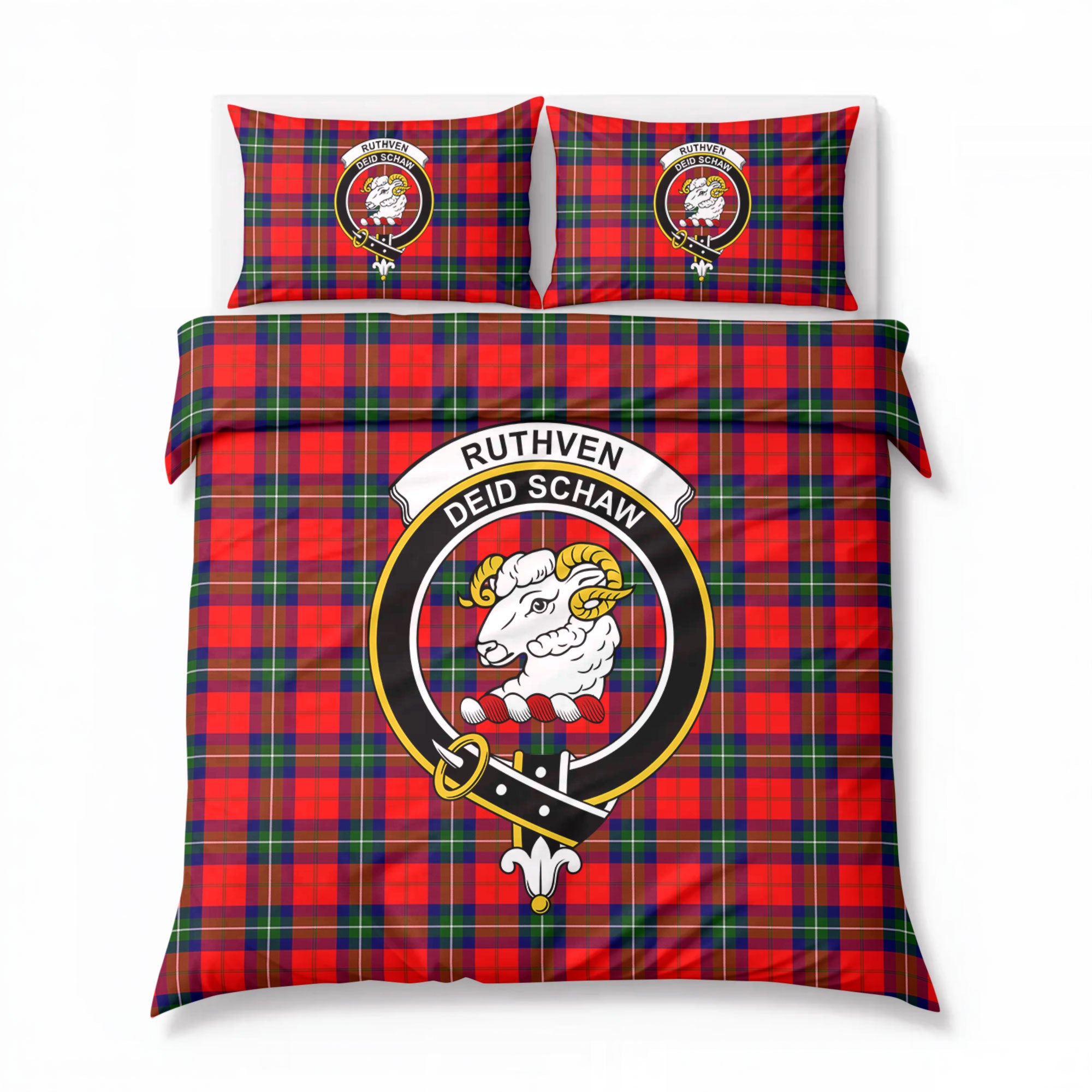 Ruthven Modern Tartan Crest Bedding Set