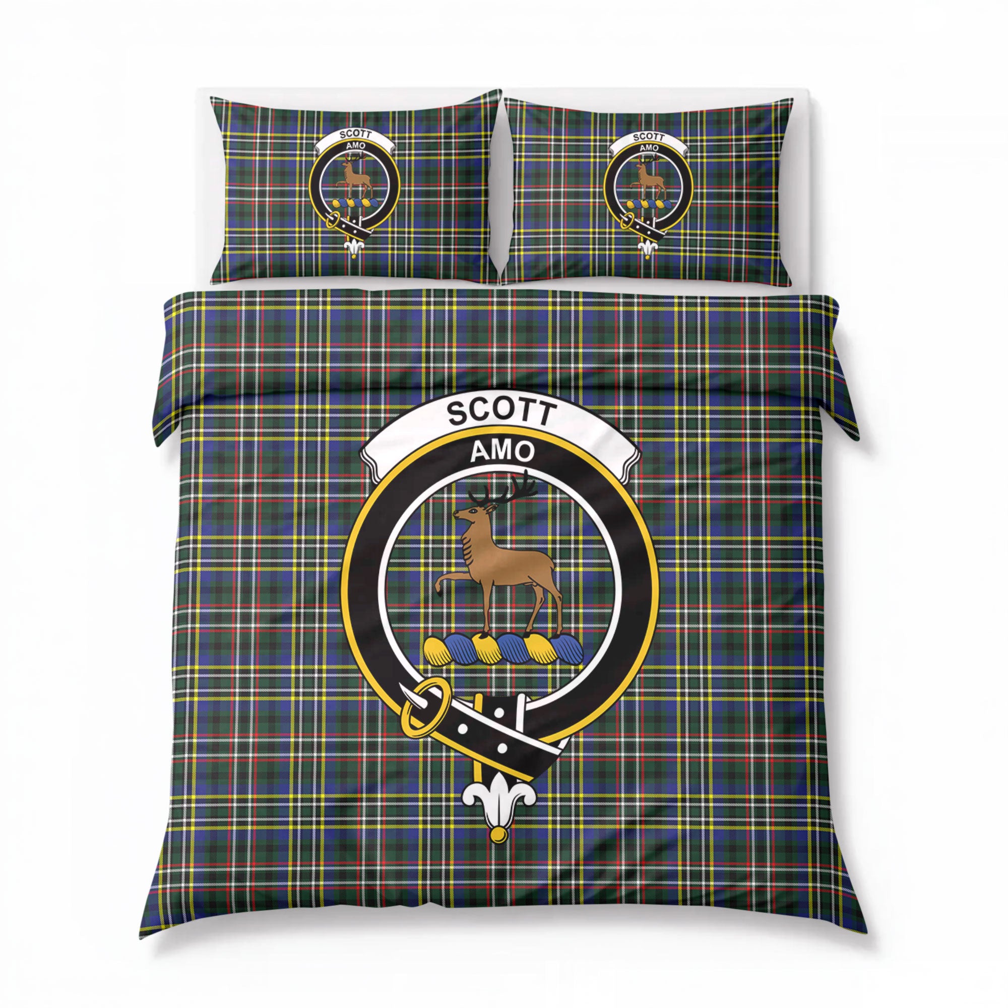 Scott Green Modern Tartan Crest Bedding Set