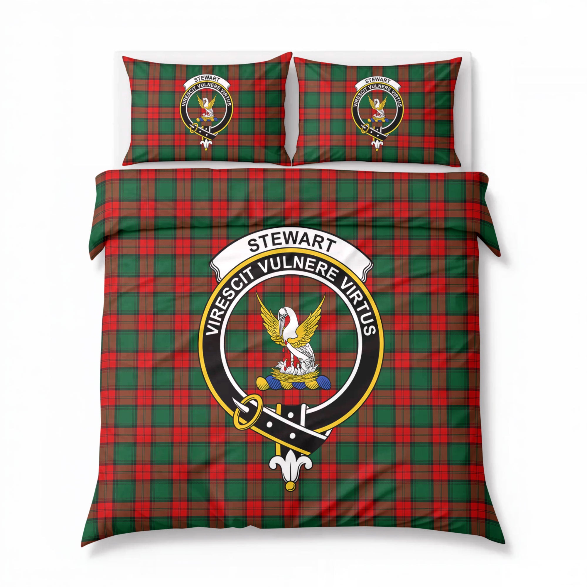 Stewart Atholl Modern Tartan Crest Bedding Set