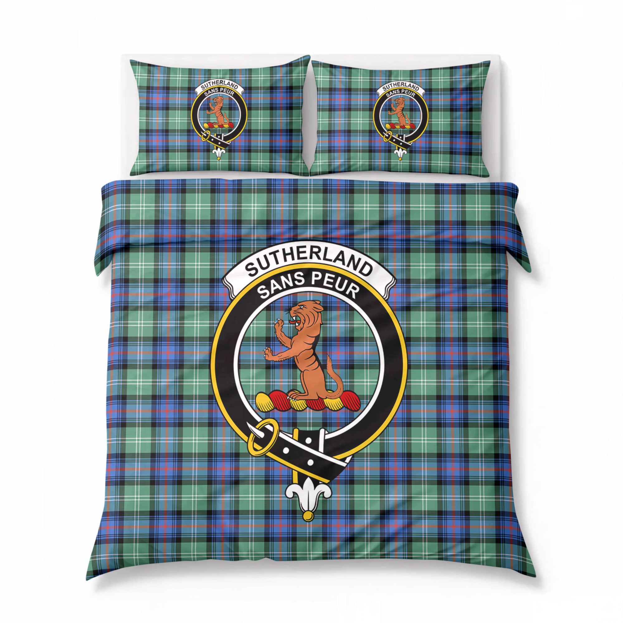 Sutherland Old Ancient Tartan Crest Bedding Set