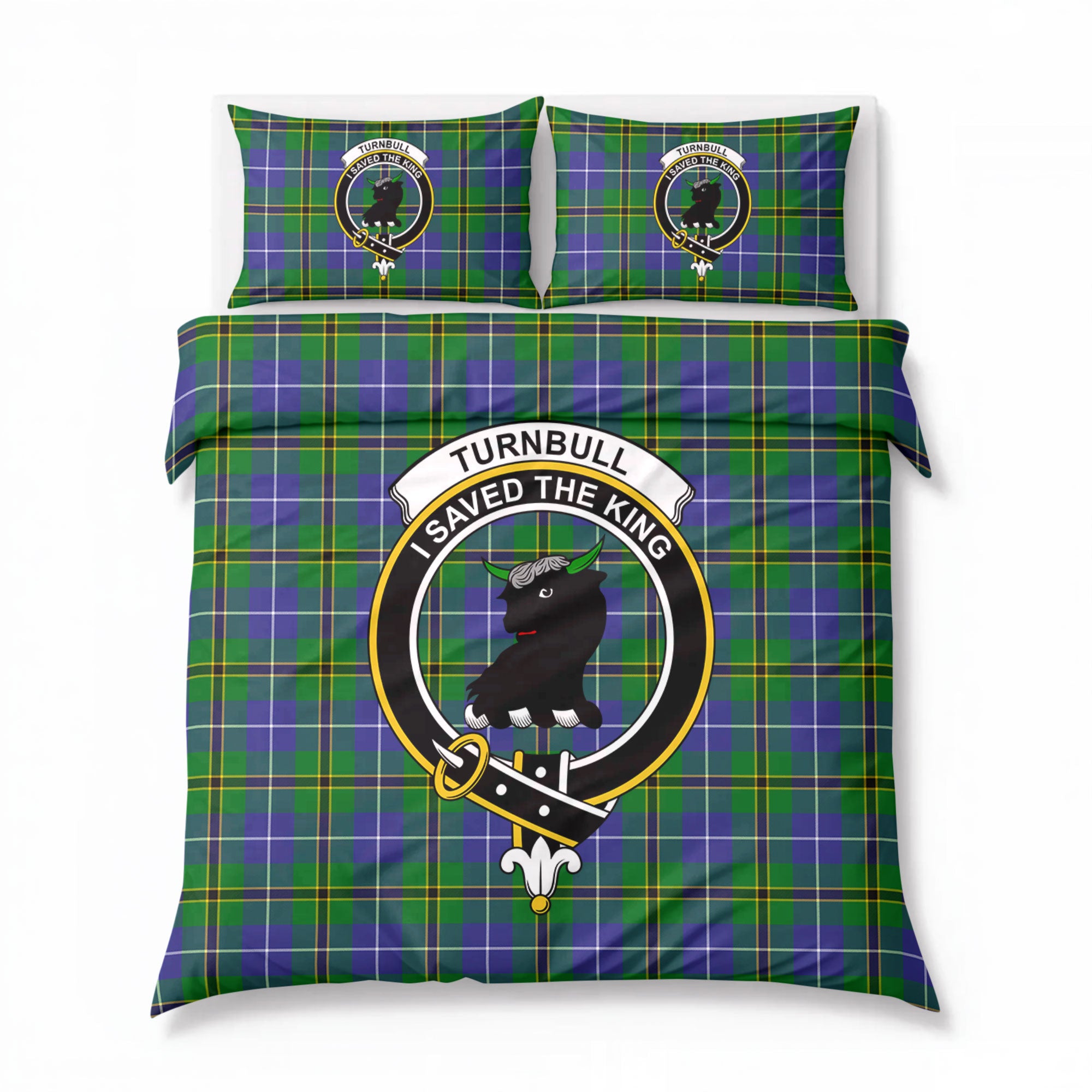 Turnbull Hunting Tartan Crest Bedding Set