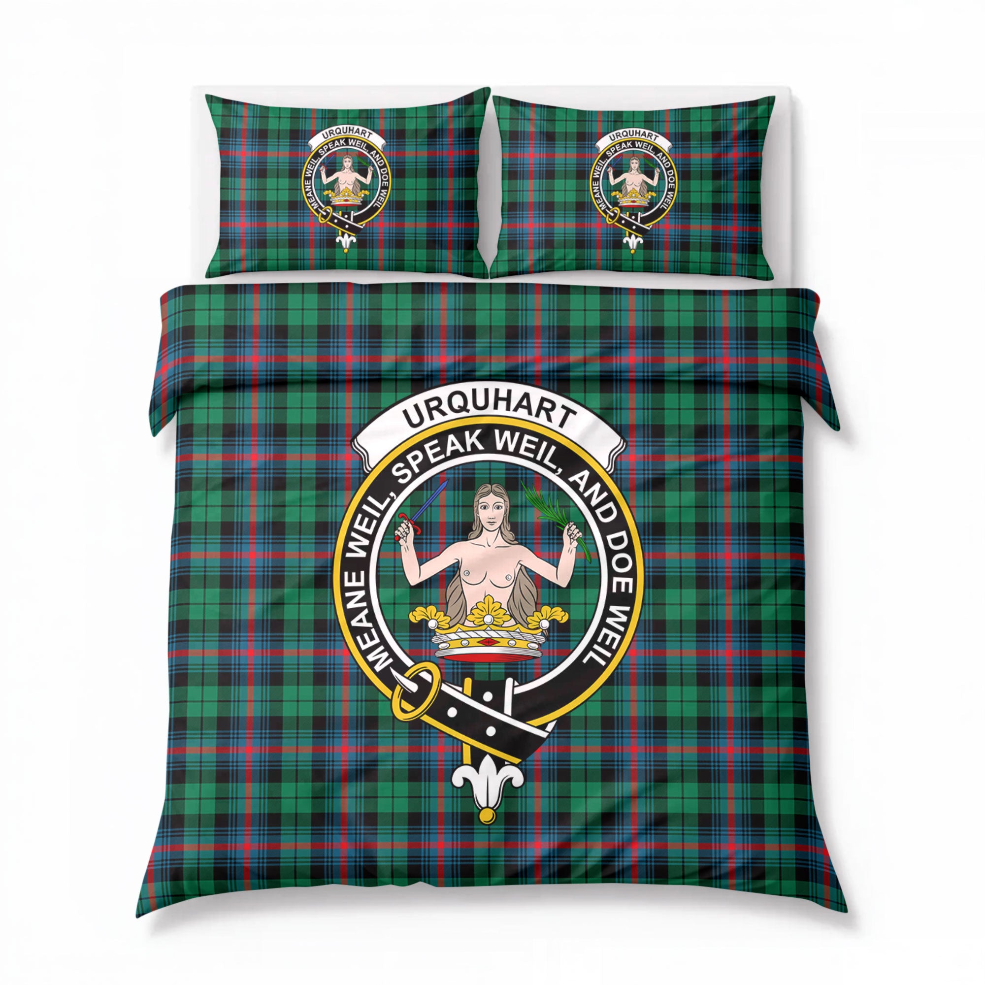 Urquhart Broad Red Ancient Tartan Crest Bedding Set