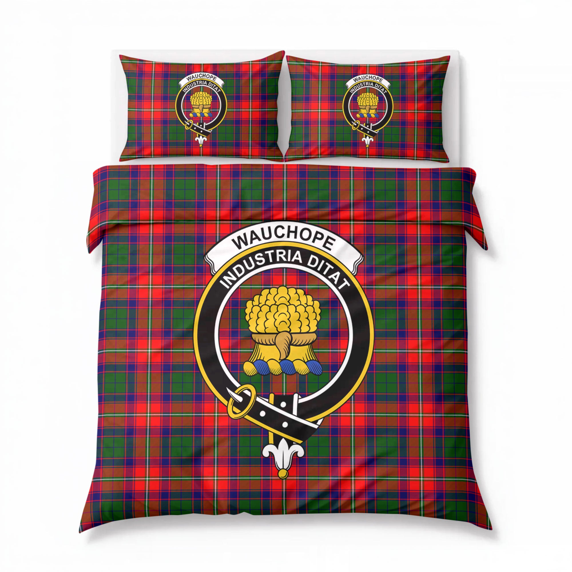 Wauchope (or Waugh) Tartan Crest Bedding Set