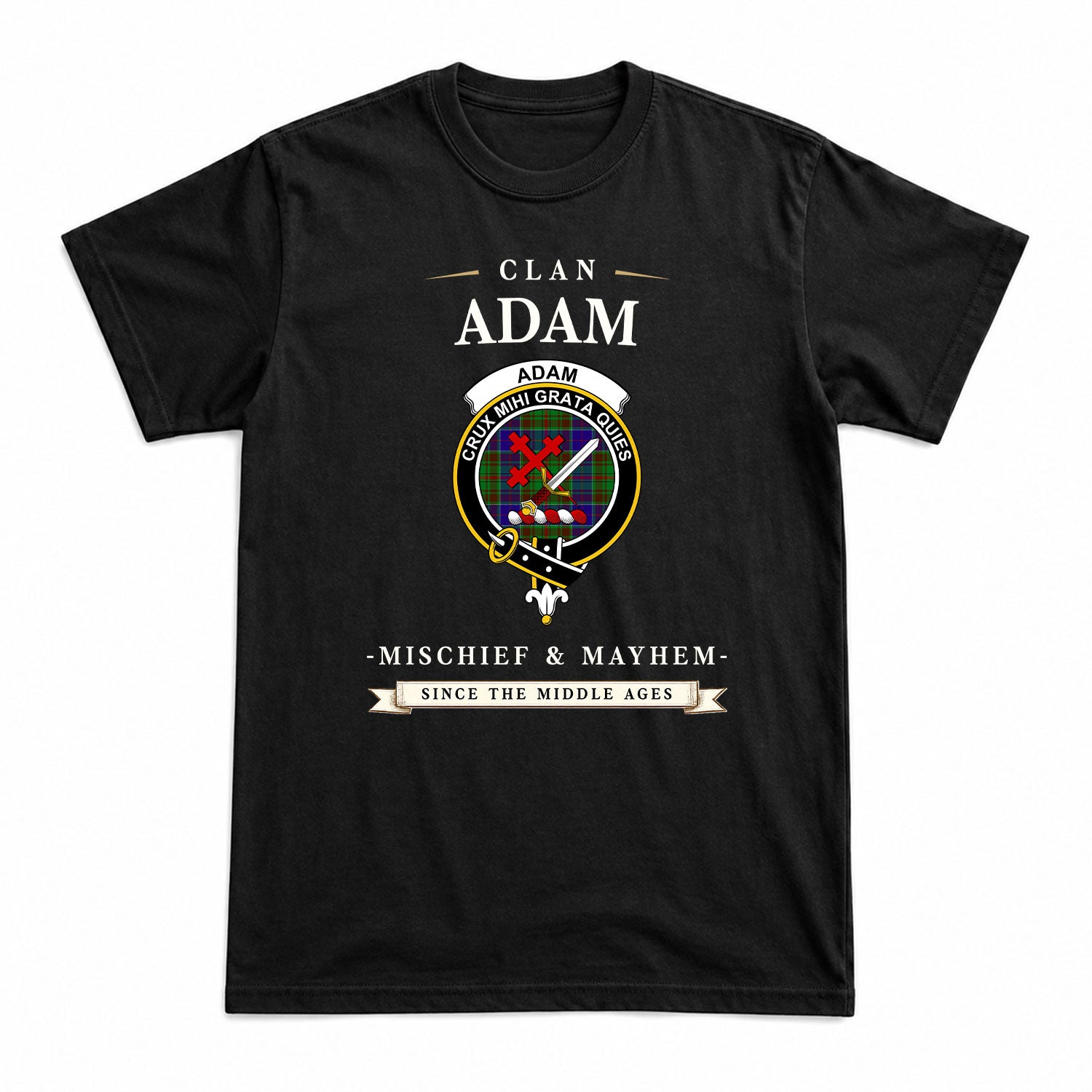 Adam Tartan Crest Mischief and Mayhem T-shirt
