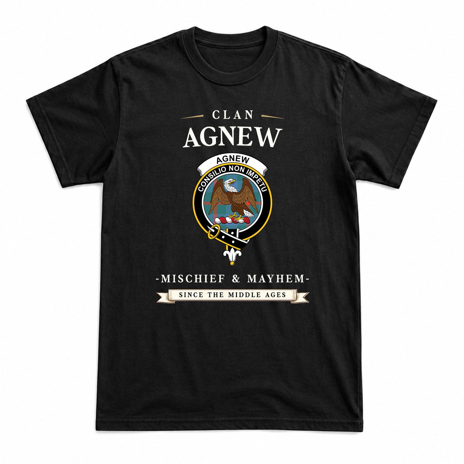 Agnew Ancient Tartan Crest Mischief and Mayhem T-shirt