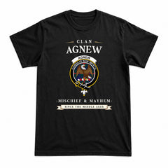 Agnew Modern Tartan Crest Mischief and Mayhem T-shirt