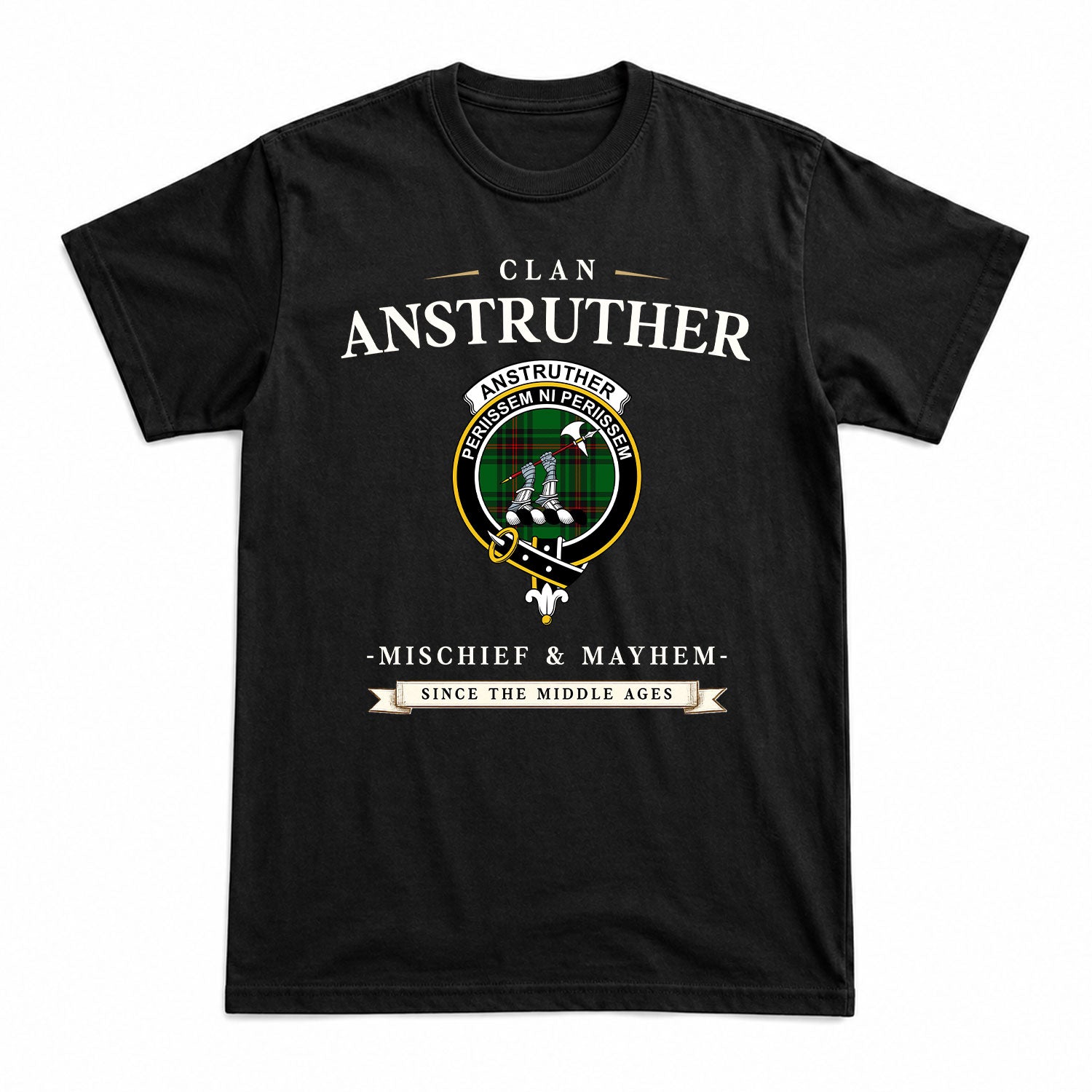 Anstruther Tartan Crest Mischief and Mayhem T-shirt