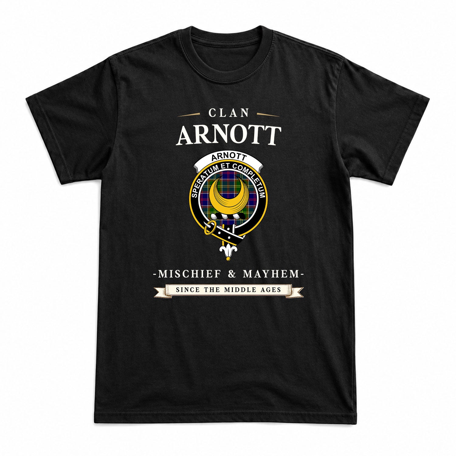 Arnott Tartan Crest Mischief and Mayhem T-shirt