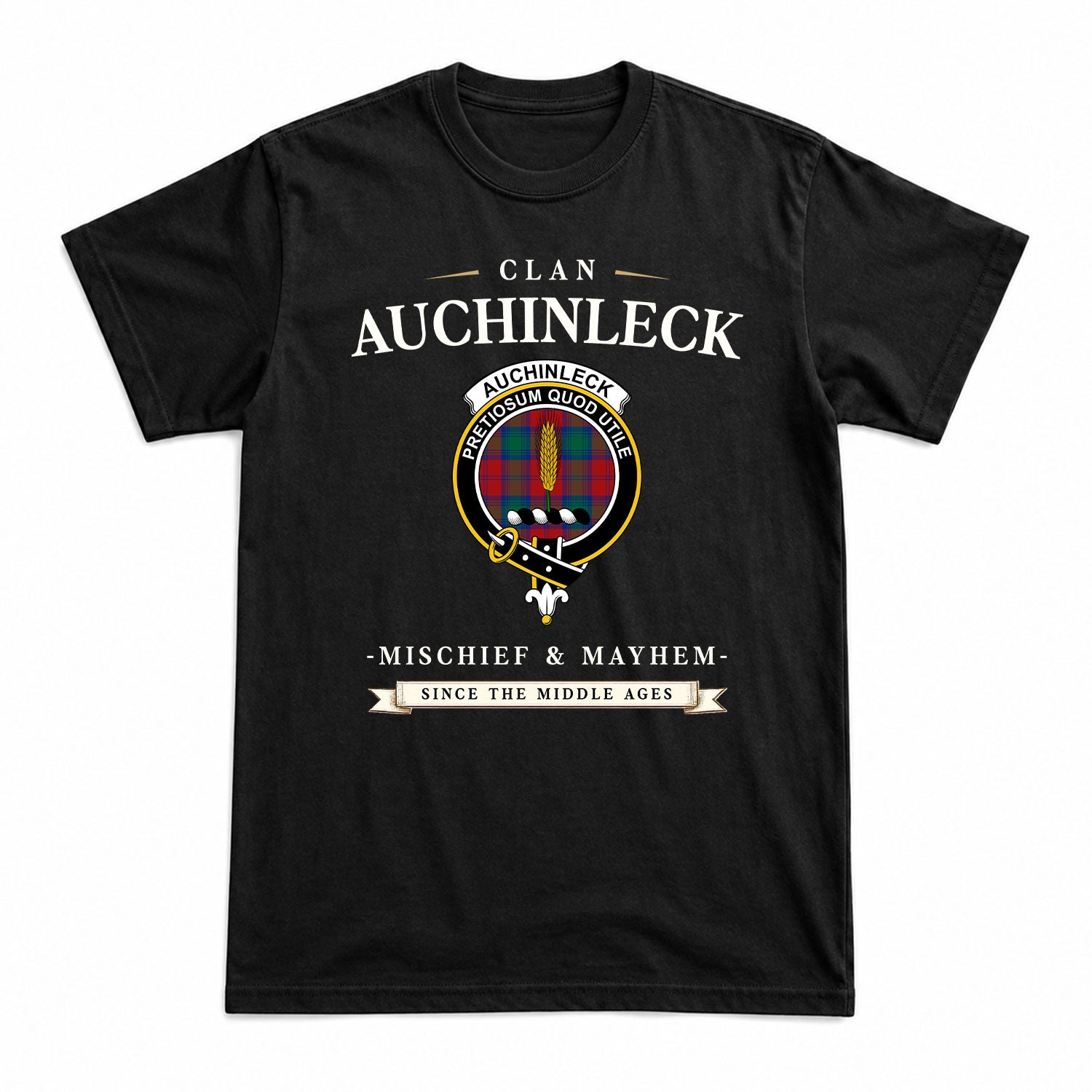 Auchinleck Tartan Crest Mischief and Mayhem T-shirt