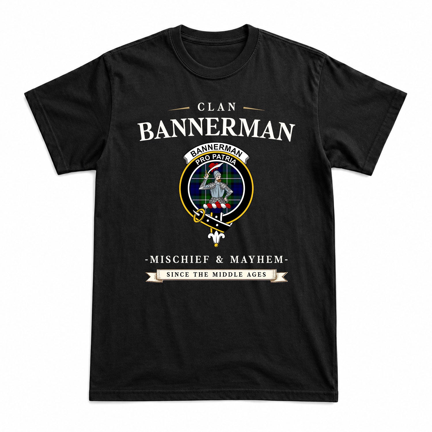 Bannerman Tartan Crest Mischief and Mayhem T-shirt