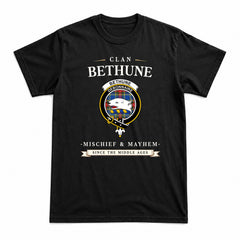 Bethune Modern Tartan Crest Mischief and Mayhem T-shirt