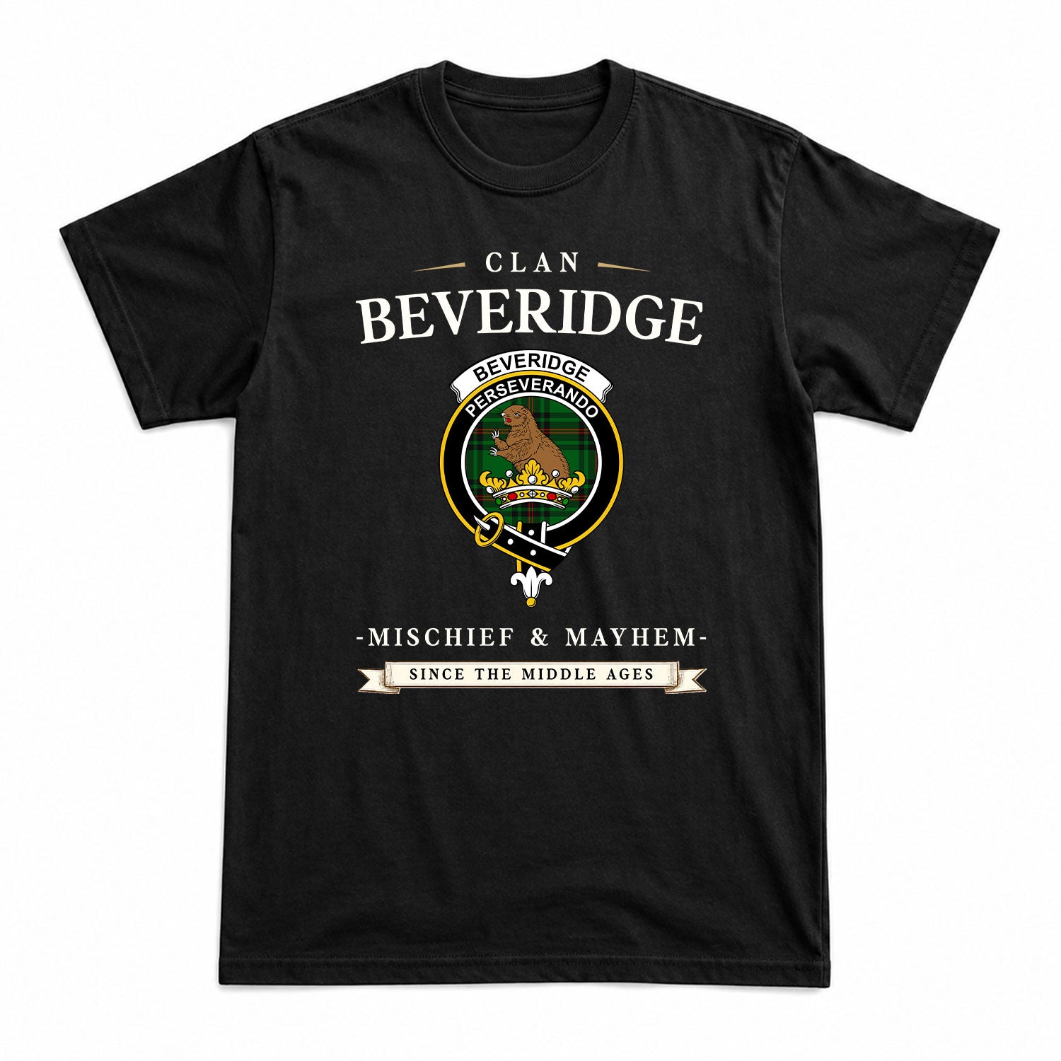 Beveridge Tartan Crest Mischief and Mayhem T-shirt