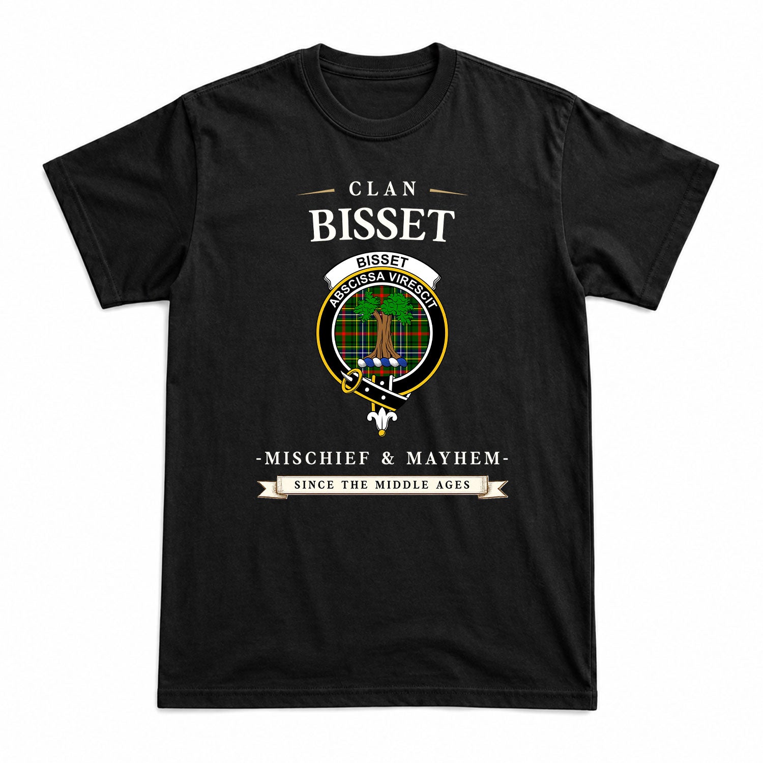 Bisset Tartan Crest Mischief and Mayhem T-shirt