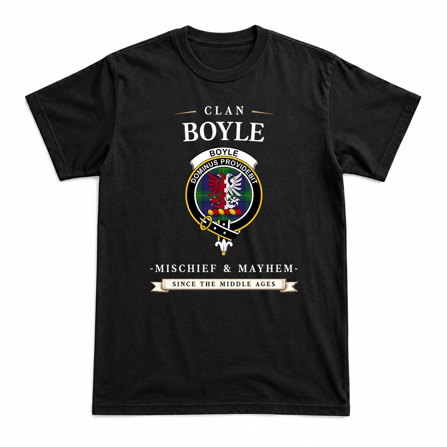 Boyle Tartan Crest Mischief and Mayhem T-shirt