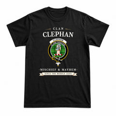 Clephan (or Clephane) Tartan Crest Mischief and Mayhem T-shirt