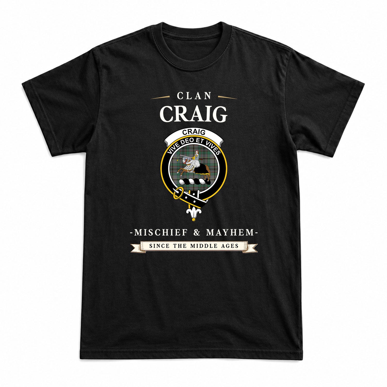 Craig Tartan Crest Mischief and Mayhem T-shirt