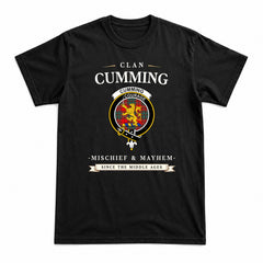 Cumming Modern Tartan Crest Mischief and Mayhem T-shirt