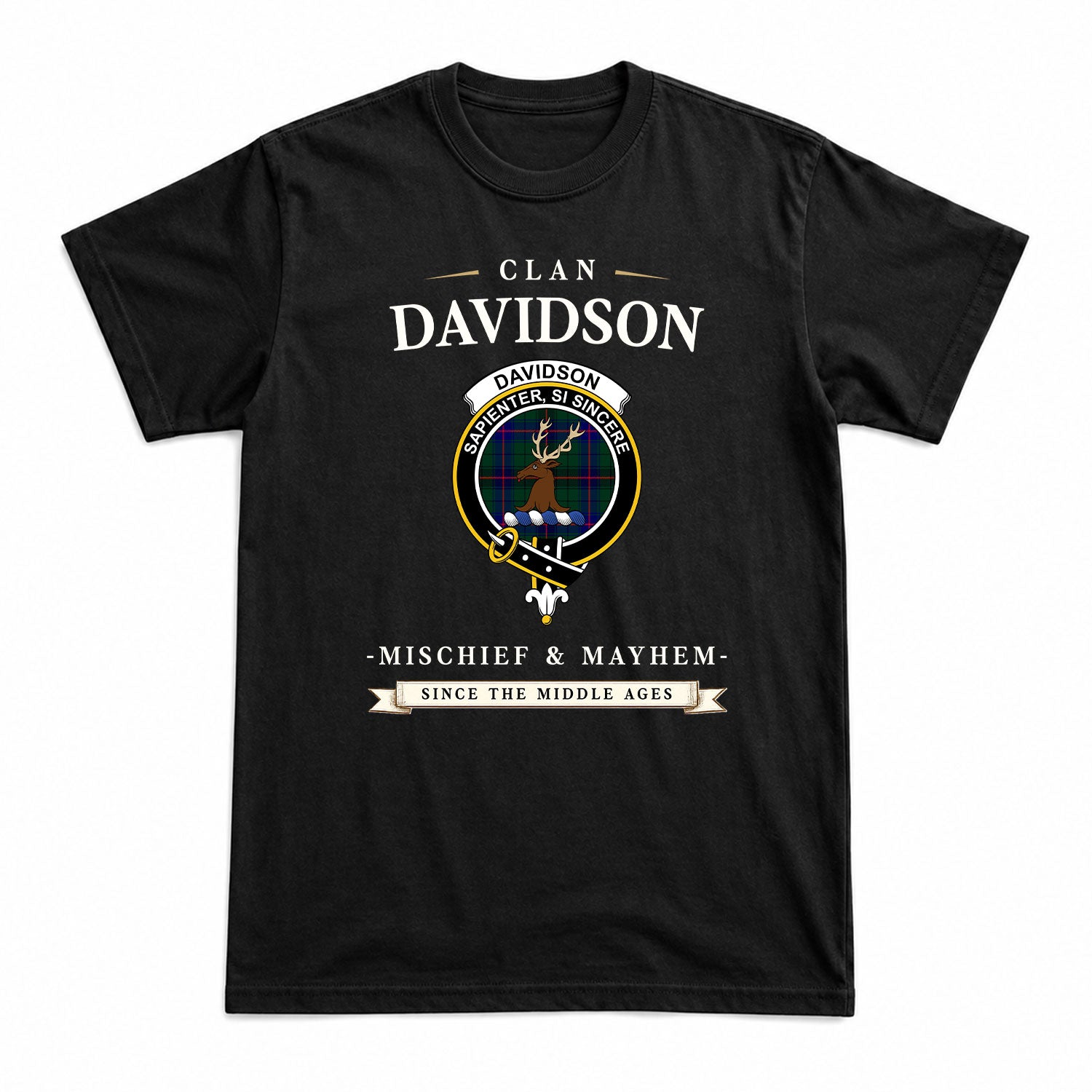 Davidson Modern Tartan Crest Mischief and Mayhem T-shirt