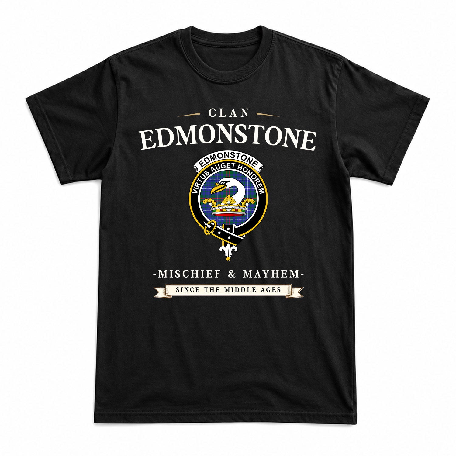Edmonstone Tartan Crest Mischief and Mayhem T-shirt