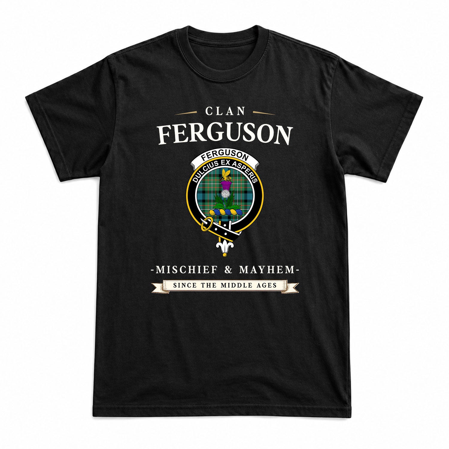 Ferguson Ancient Tartan Crest Mischief and Mayhem T-shirt