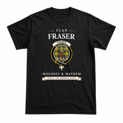 Fraser (of Lovat) Yellow Tartan Crest Mischief and Mayhem T-shirt