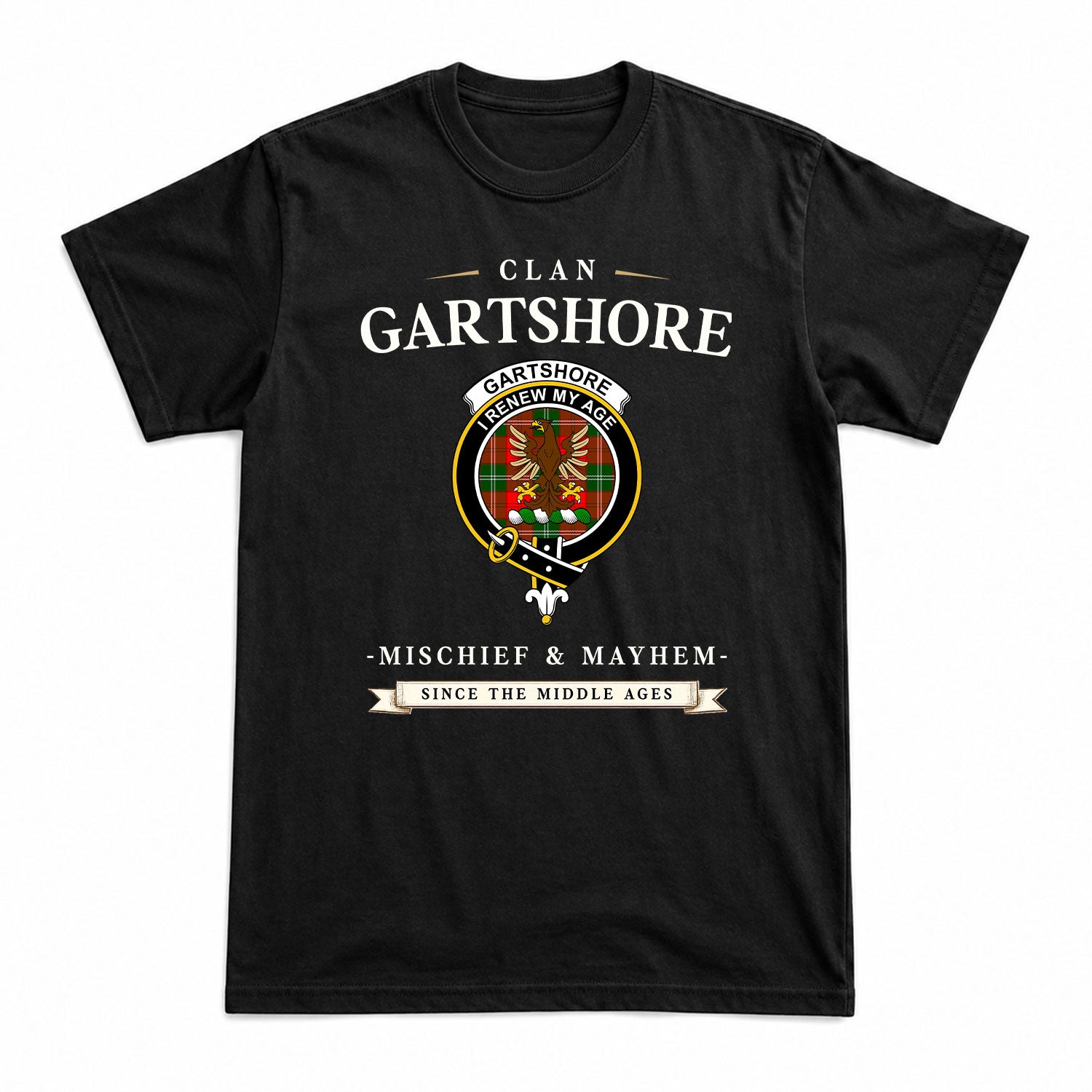 Gartshore Tartan Crest Mischief and Mayhem T-shirt