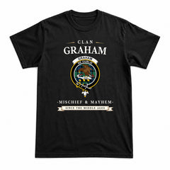 Graham of Menteith Ancient Tartan Crest Mischief and Mayhem T-shirt