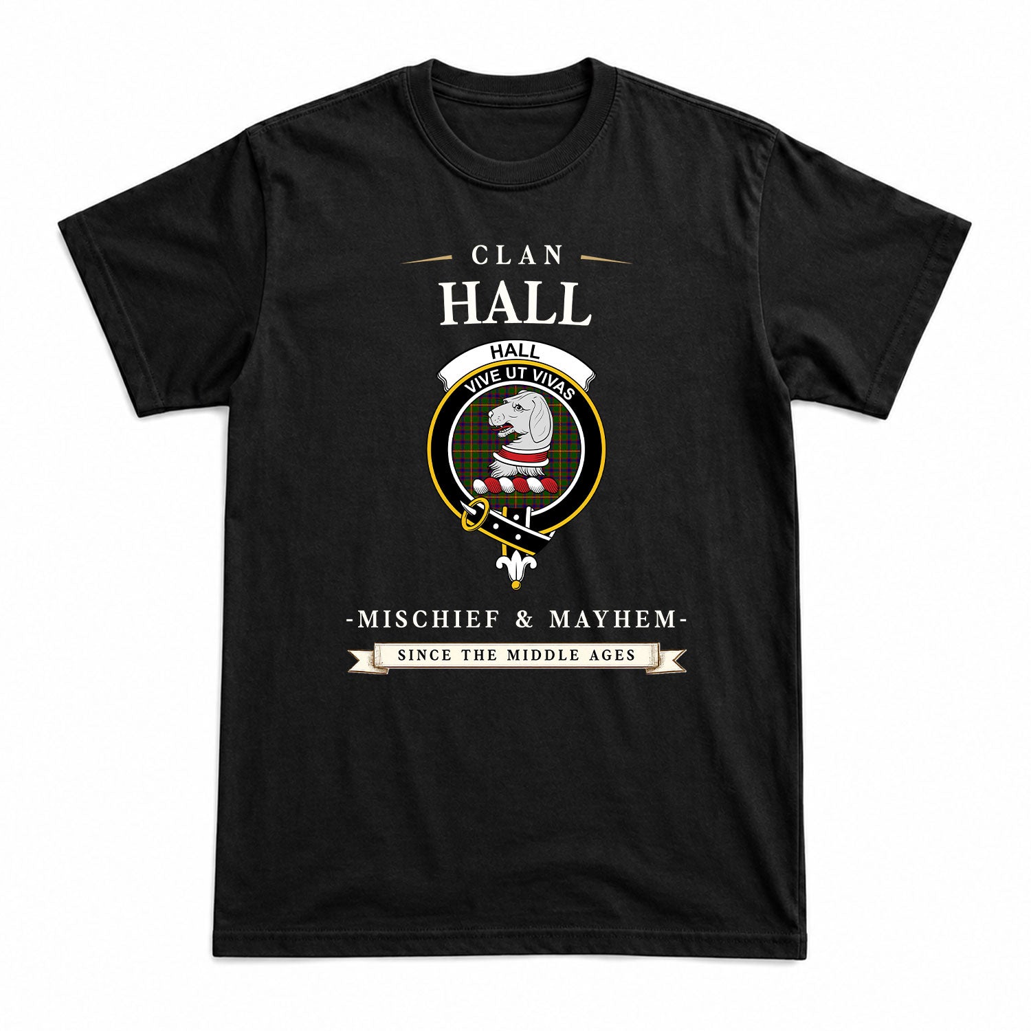 Hall Tartan Crest Mischief and Mayhem T-shirt