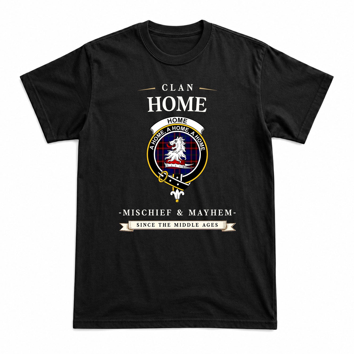 Home Modern Tartan Crest Mischief and Mayhem T-shirt