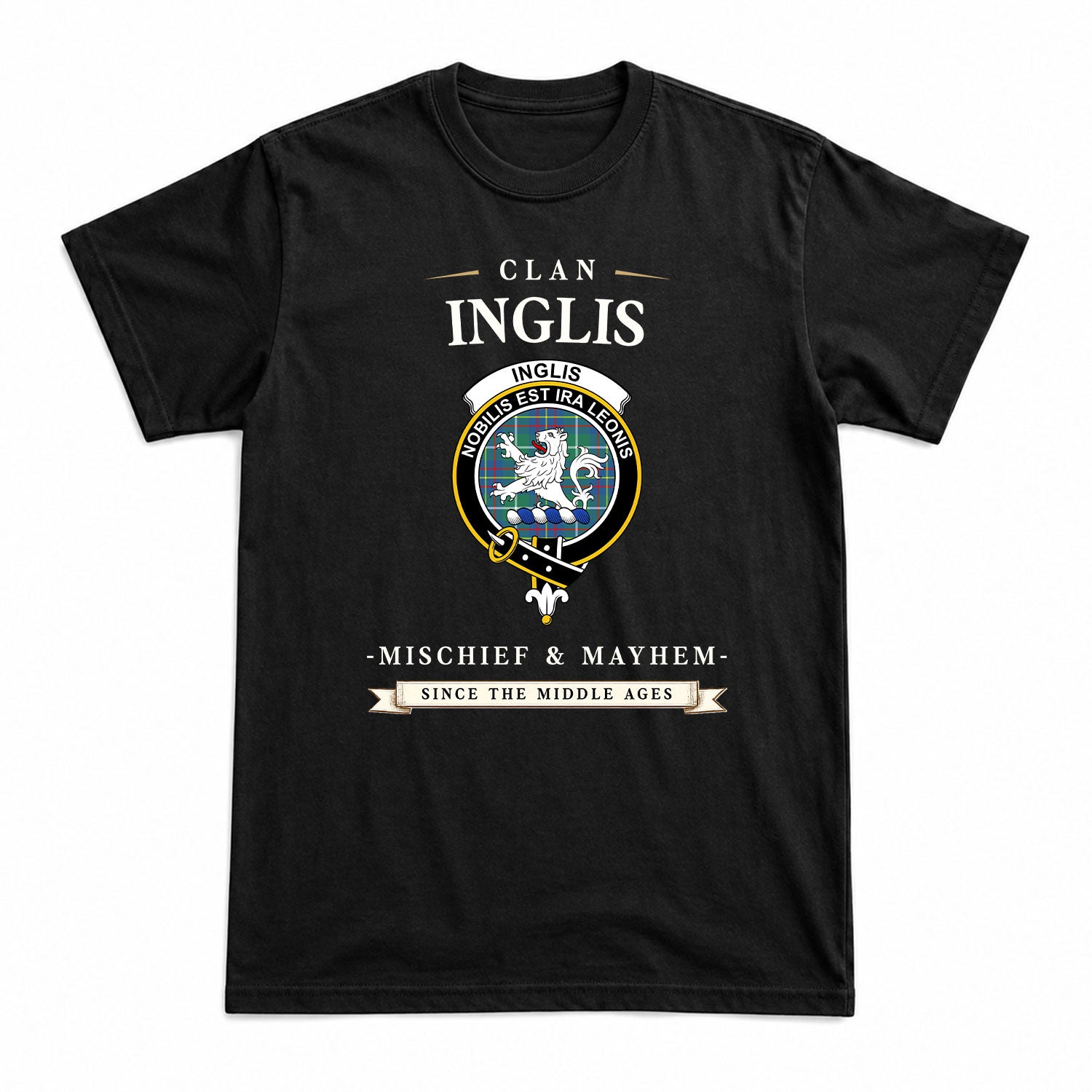 Inglis Ancient Tartan Crest Mischief and Mayhem T-shirt