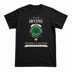 Irvine Ancient Tartan Crest Mischief and Mayhem T-shirt