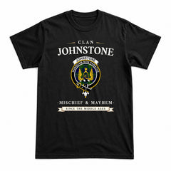 Johnstone Modern Tartan Crest Mischief and Mayhem T-shirt