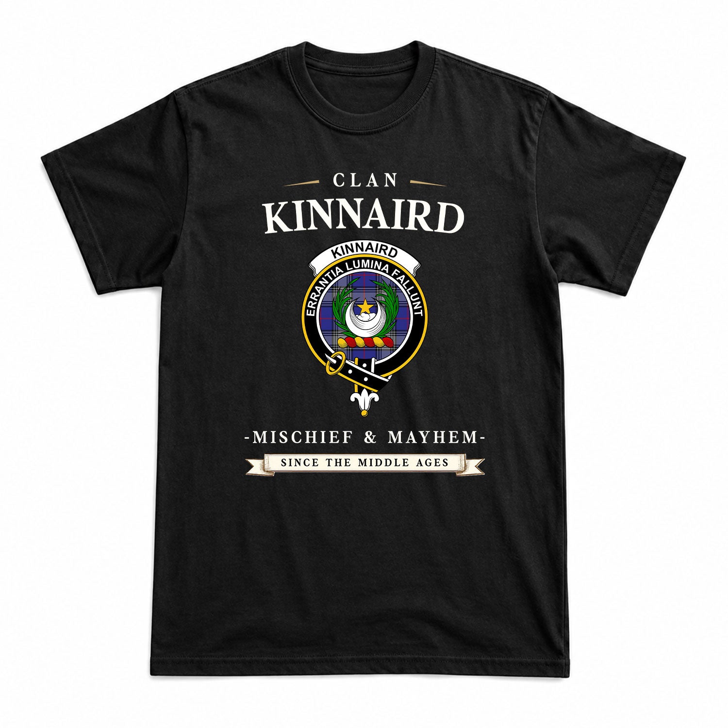 Kinnaird Tartan Crest Mischief and Mayhem T-shirt
