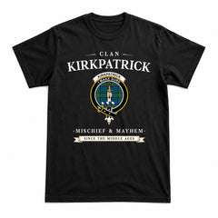 Kirkpatrick Ancient Tartan Crest Mischief and Mayhem T-shirt